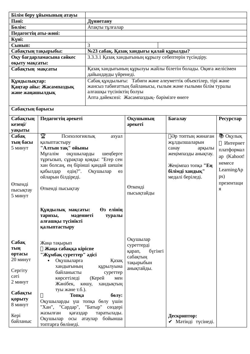 ✅ 3-сынып Дүниетану 23-25 сабақтар