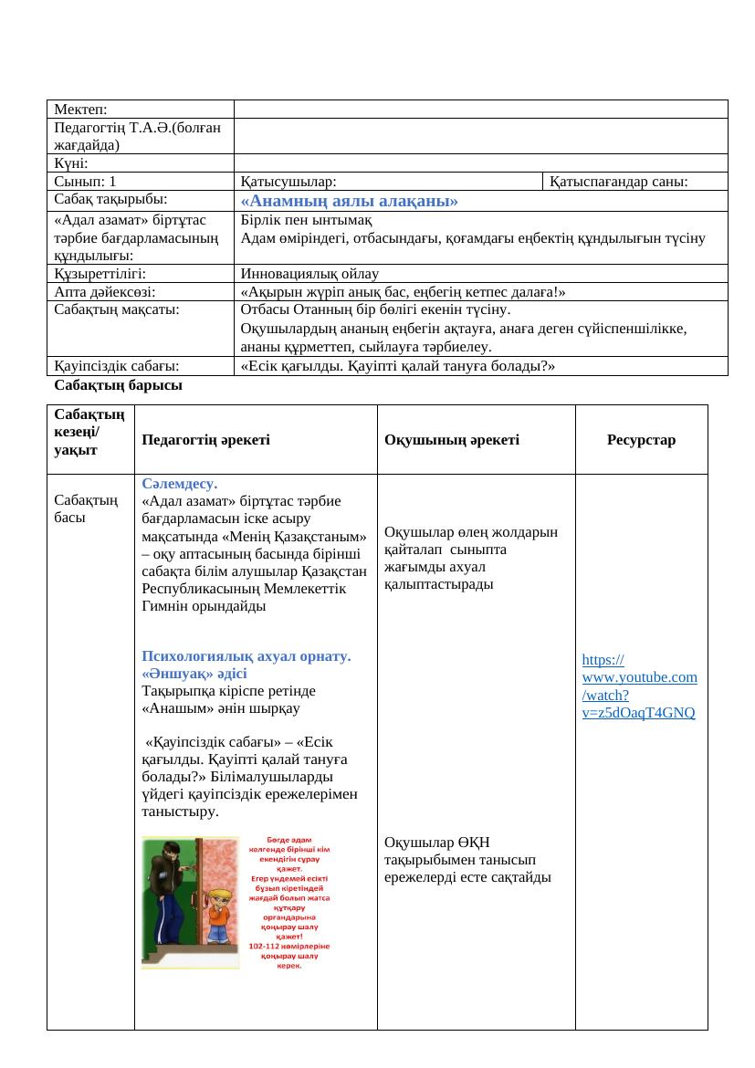 1 сынып тәрбие қмж №3