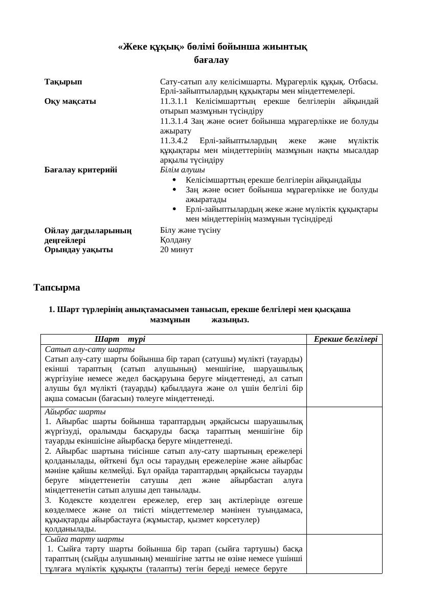 11 сын. Құқық БЖБ №3