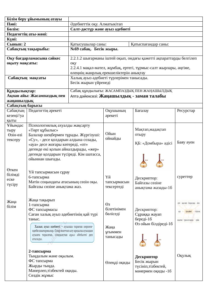 2сынып Алматыкітап Әдебиет 69 71 сабақтар Ләззат