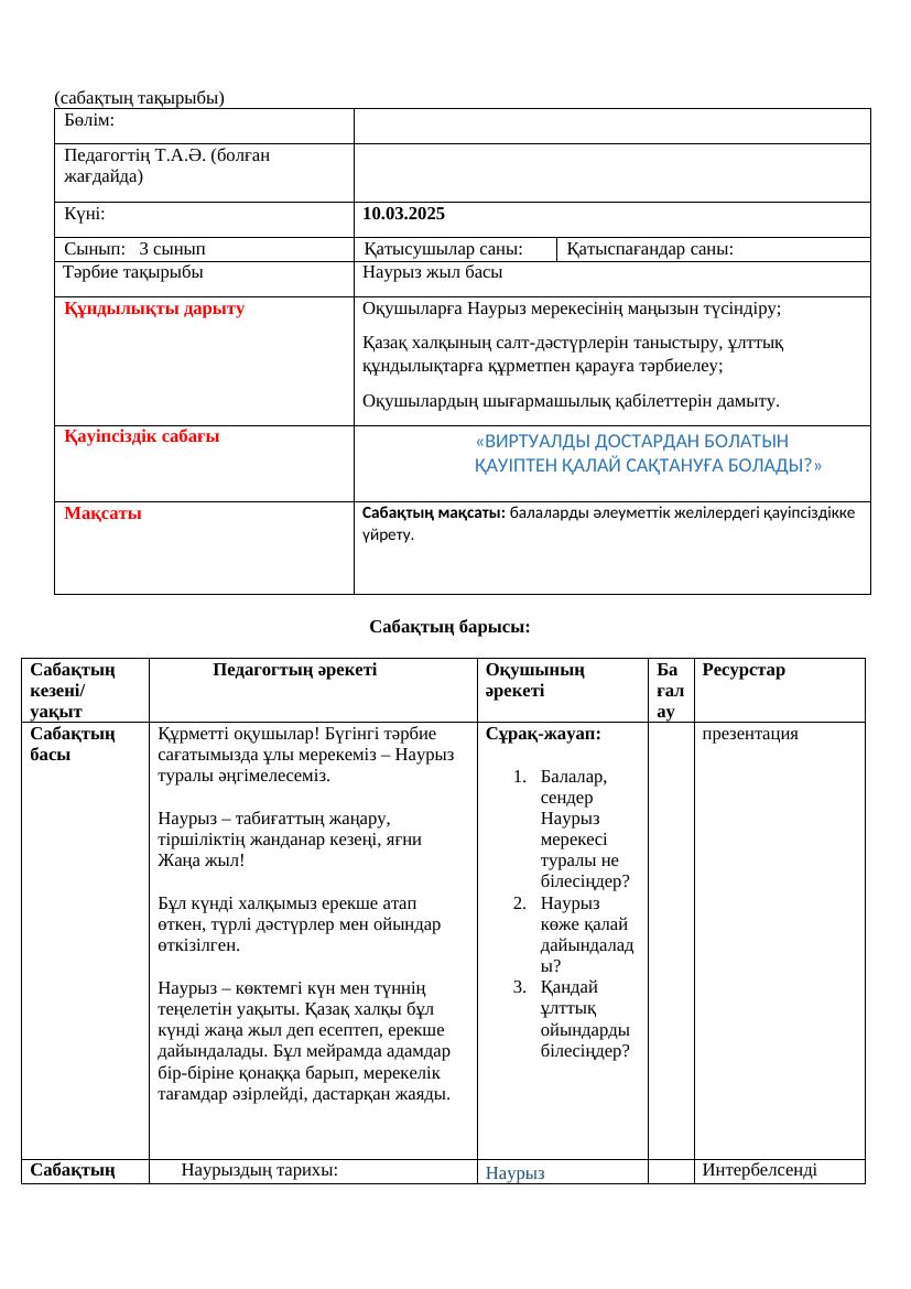 3 кл Наурыз жыл басы тәрбие сағаты қмжсы