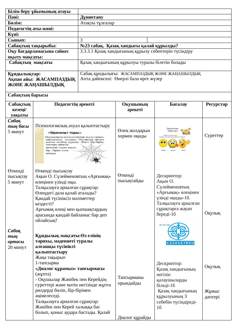 3сынып Дүниетану 23-сабақ Ләззат