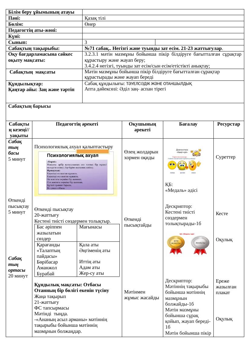 3сынып Қазақ тілі 71 74 сабақтар Ләззат