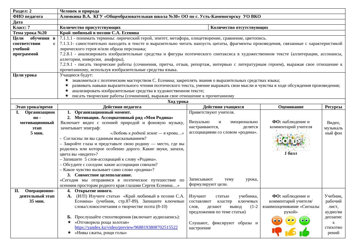 7 класс Литература Урок №20 Край любимый в поэзии С А Есенина