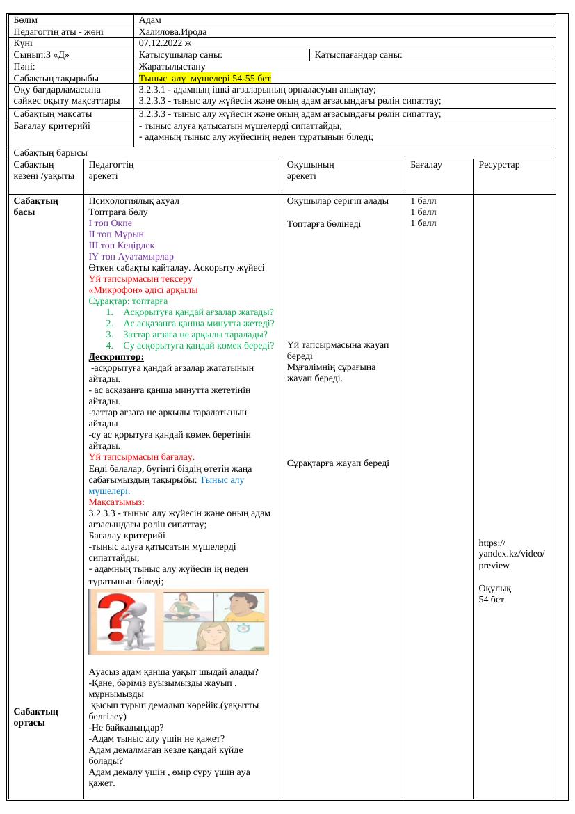 ашық сабақ жаратылыс