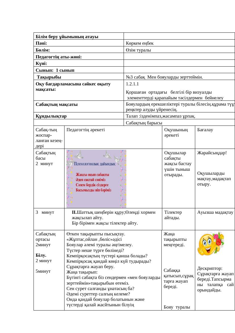 Көркем еңбек 1сынып қмж (3сабақ)