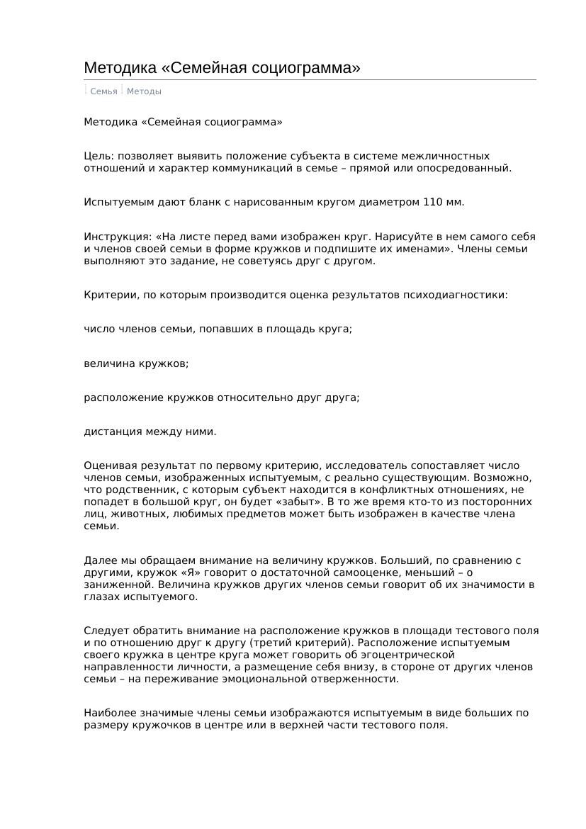 Социограмма семьи