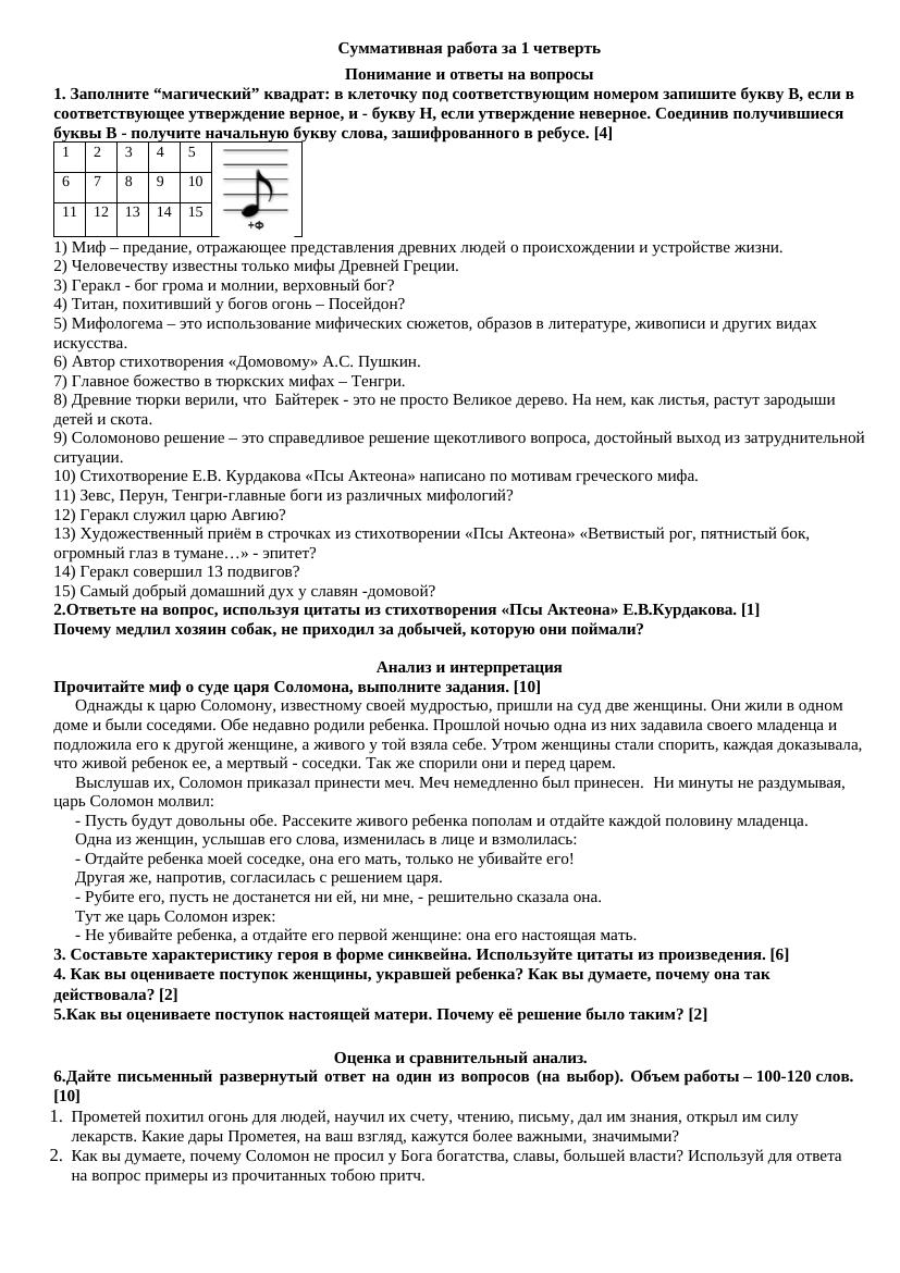 Урок №16 СОЧ за 1 четверть Задания для учащихся