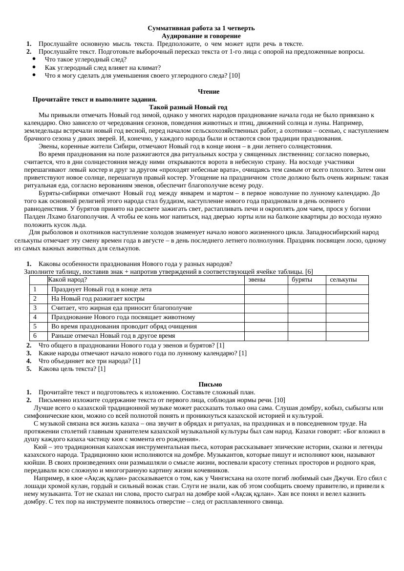 Урок №16 СОЧ за 1 четверть Задания для учащихся